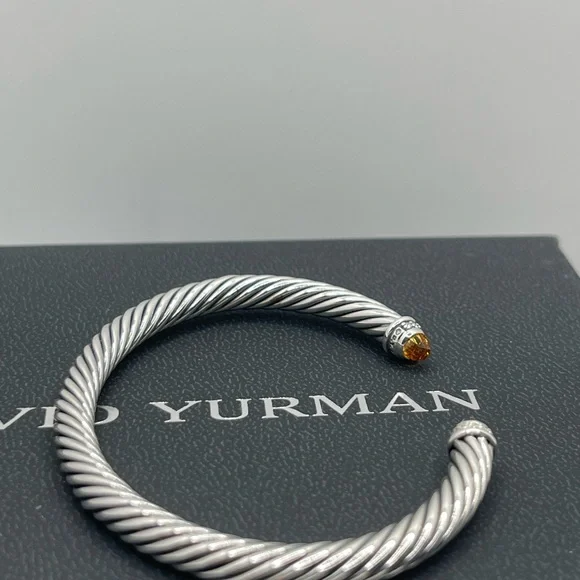 David Yurman Cable Classic Collection Bracelet with Citrine and Diamonds, 5mm - Picture 3 of 10